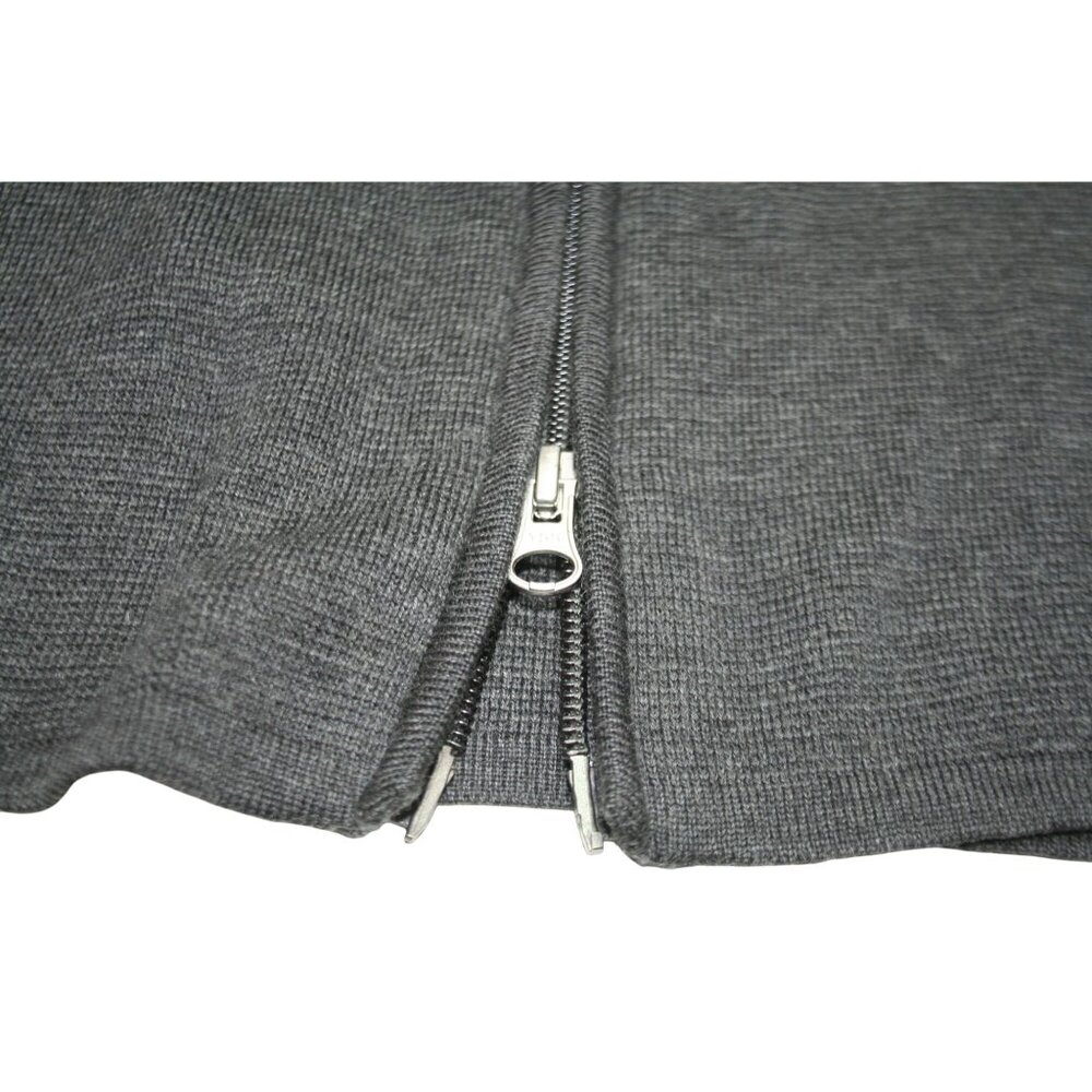 Gran Sasso Mens Italian Designer Wool Sweater Size 54 XL Zip Mock Neck Charcoal - Picture 3 of 10